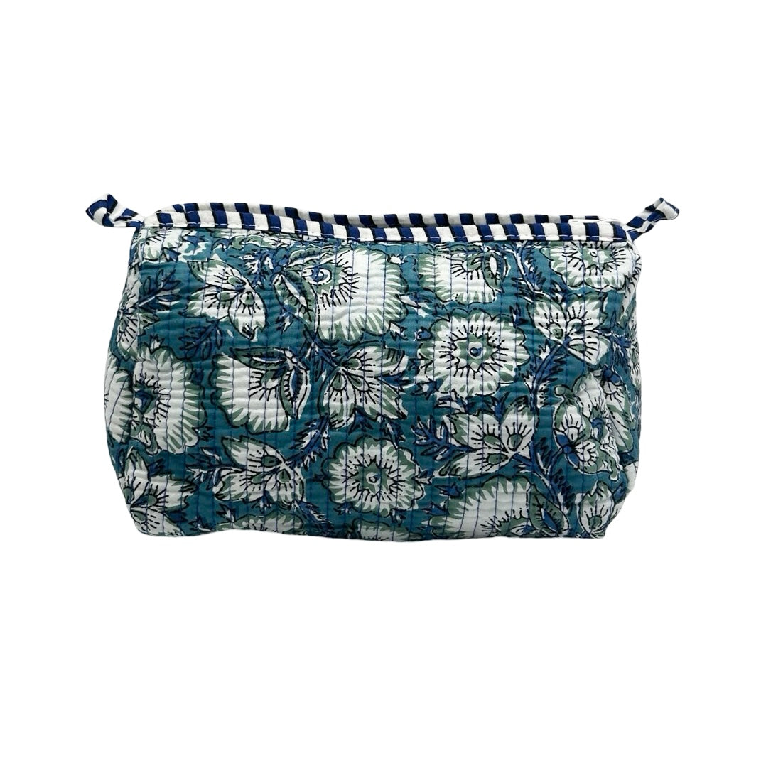 Poppy Block Print Trio Of Cosmetic Bags