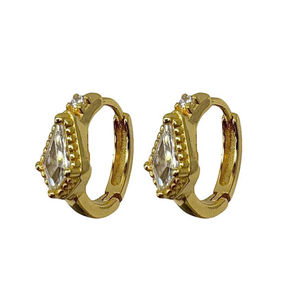 Gold Large Cubic Zirconia Gem Huggie