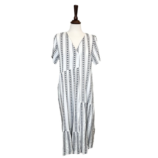 Susanne Stripe Assymetric Tiered Dress