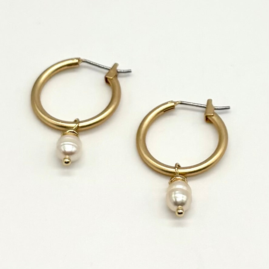 Pearl Drop Hoops