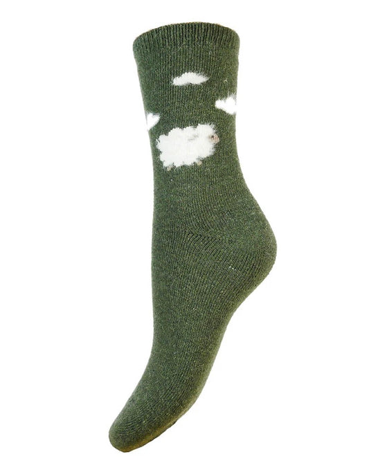 Green Sheep Wool Blend Socks