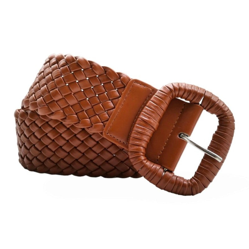 Large Buckle Braided Belt