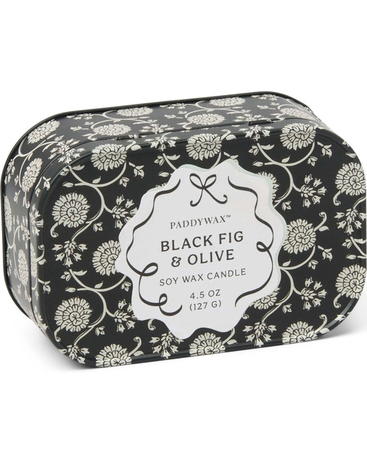 Cherie Printed Tin Candle - Black Fig & Olive