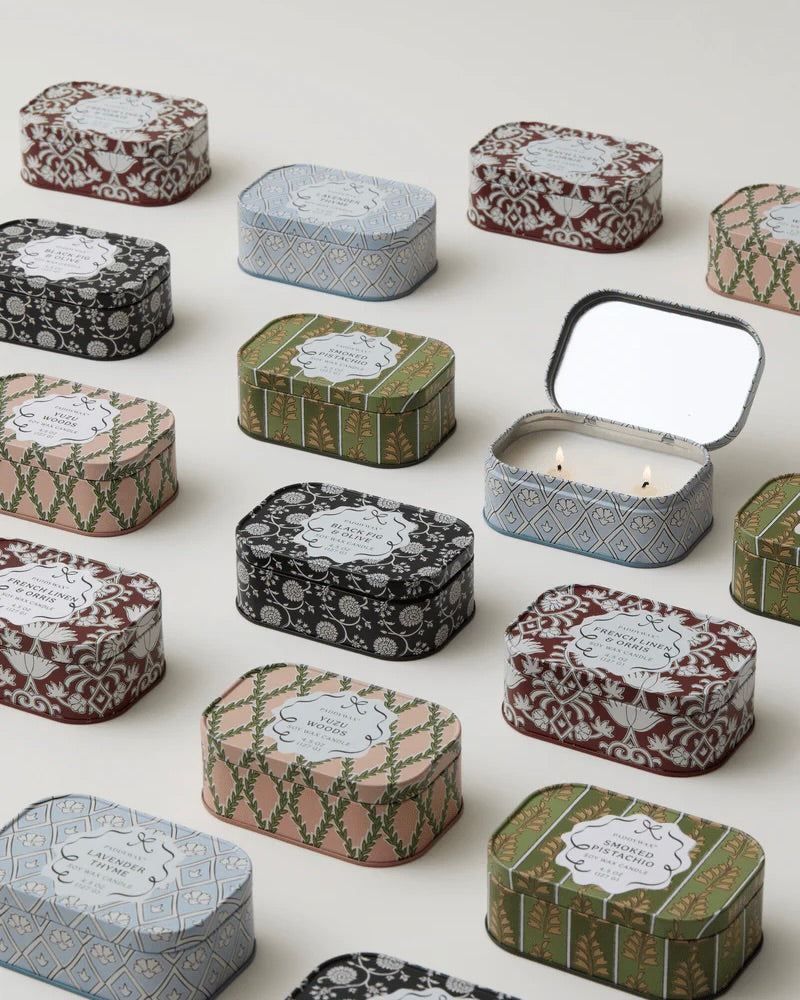 Cherie Printed Tin Candle - Lavender & Thyme