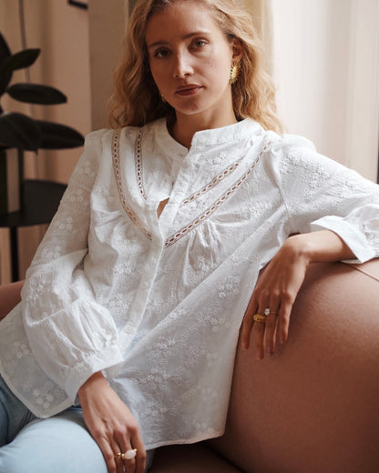 Joanna White Embroidered Shirt