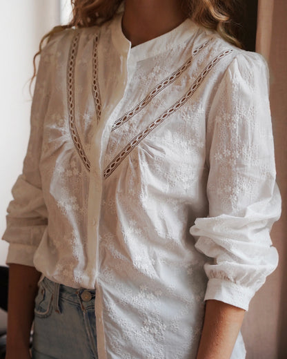 Joanna White Embroidered Shirt