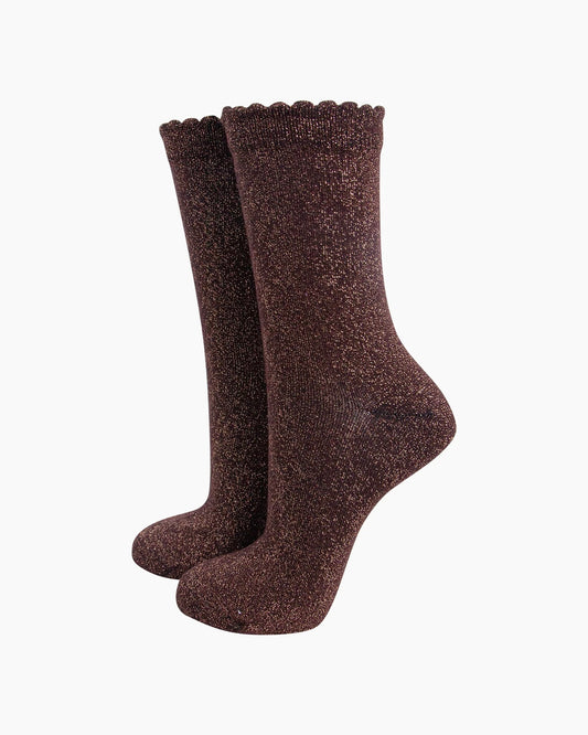 Women's Plain Glitter Socks