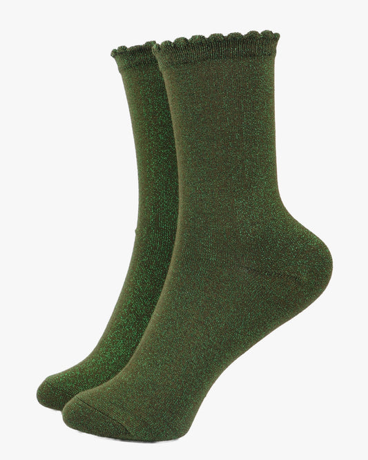 Women's Plain Glitter Socks