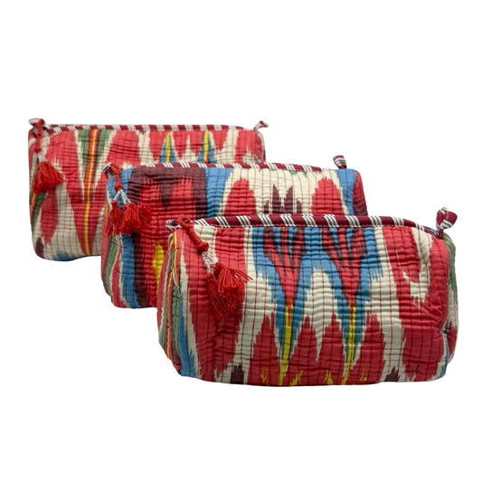 Cosmic Block Print Trio Of Cosmetic Bags