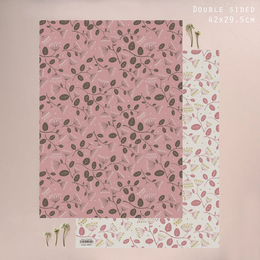 Small Gift Wrap Sheet-Pink Hydrangea