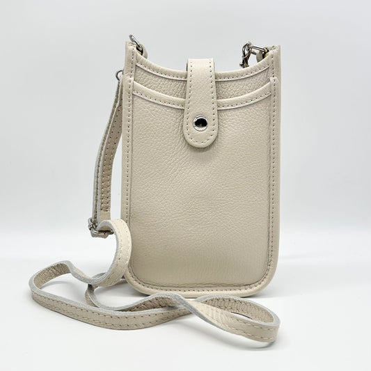 Leather Popper Front Curve Crossbody Bag