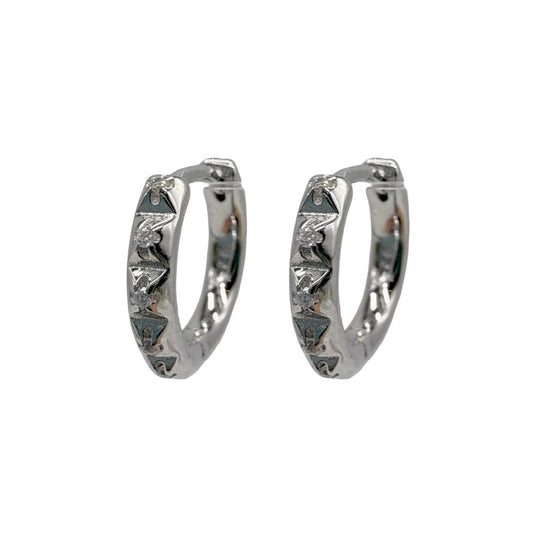 Silver Cut Out Huggies With Cubic Zirconia