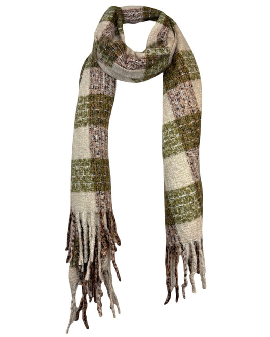 Broken Check Tassel Scarf