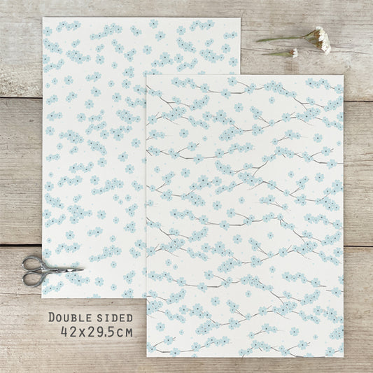 Small Gift Wrap Sheet-Blossom Blue