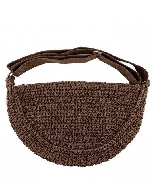 Straw Half Moon Crossbody bag