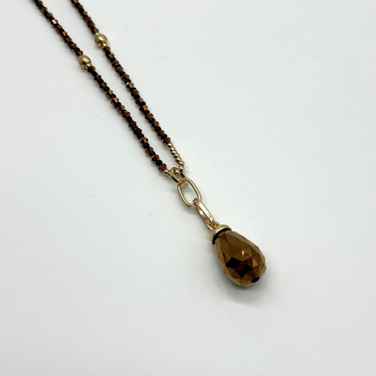 Facetted Pendant Long Necklace