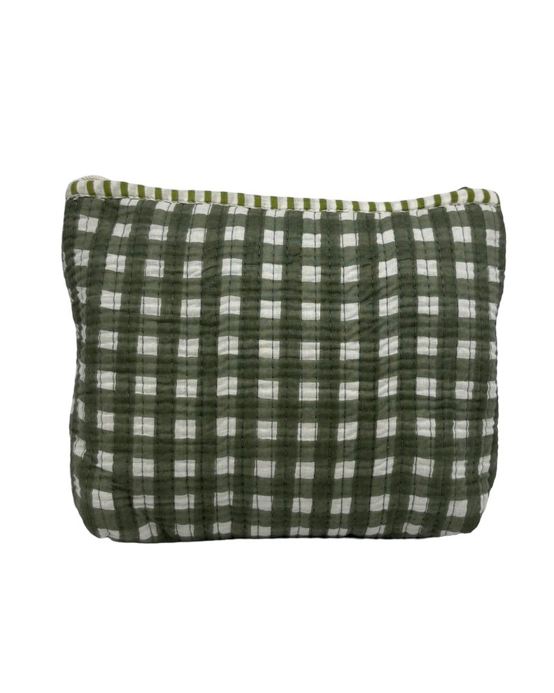 Gingham Trio Vanity Block Print Cosmetic Bags