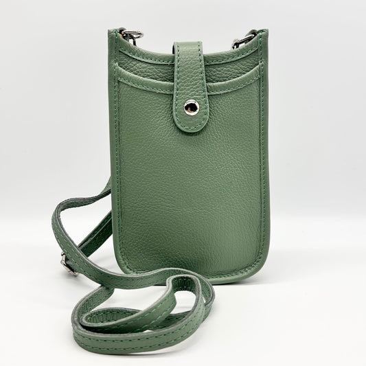 Leather Popper Front Curve Crossbody Bag