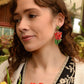 Red Tulip Beaded Earrings