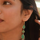 Green Triple Gemstone Drop Earrings