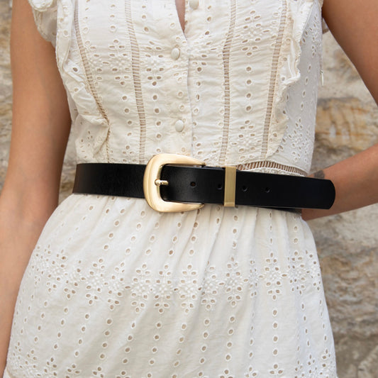 Leather Gold Buckle Belt