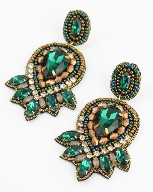 Green & Gold Art Deco Earrings
