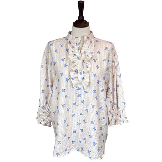 Violet Shirring Sleeve Blouse