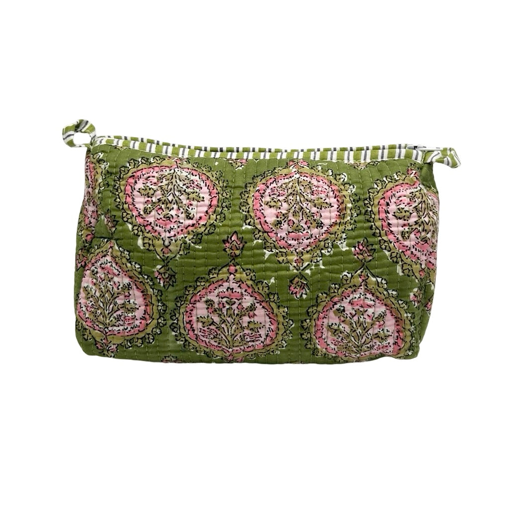 Hyacinth Block Print Trio Of Cosmetic Bags