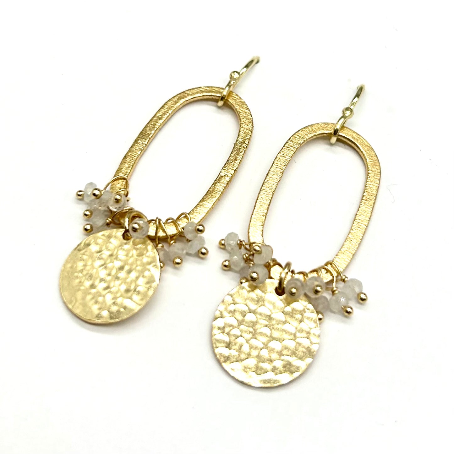Hammered Oval Drop Earrings
