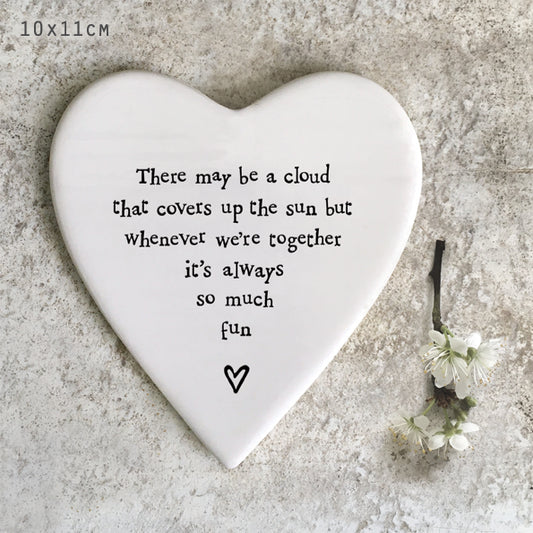 Porcelain Heart Coaster - There May Be A Cloud
