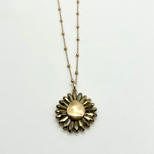 Sunburst Crystal Chain Necklace