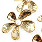 Gold Double Flower Pearl Drop Earrings