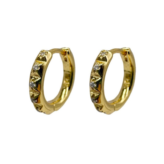 Gold Cut Out Huggies With Cubic Zirconia