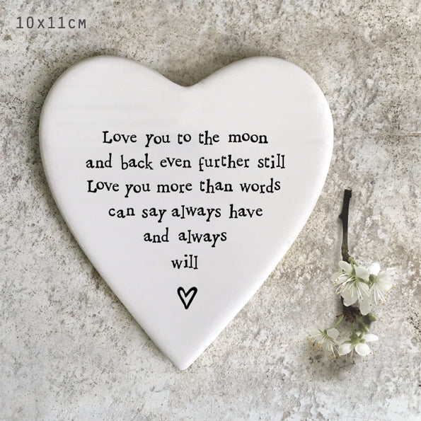 Porcelain Heart Coaster - To The Moon