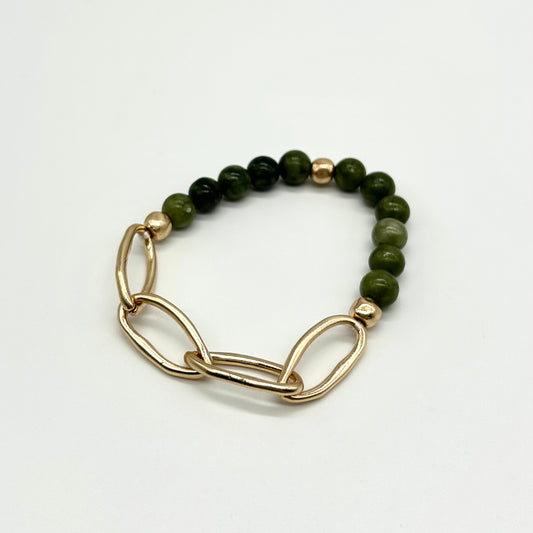 Chain And Stone Elasticated Bracelet