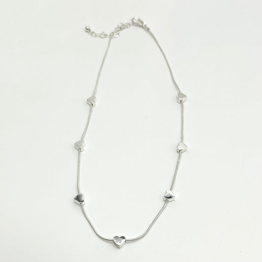 Snake Chain With Hearts Necklace