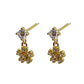 Gold Flower Drop Stud With Small Cubic Zirconia
