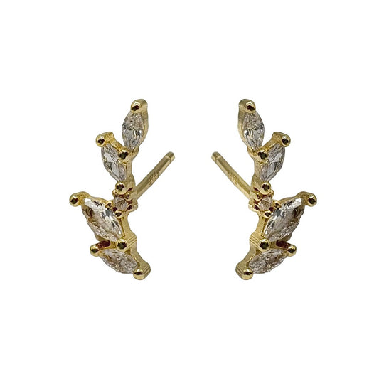 Gold Leaf Ear Crawler With Cubic Zirconia