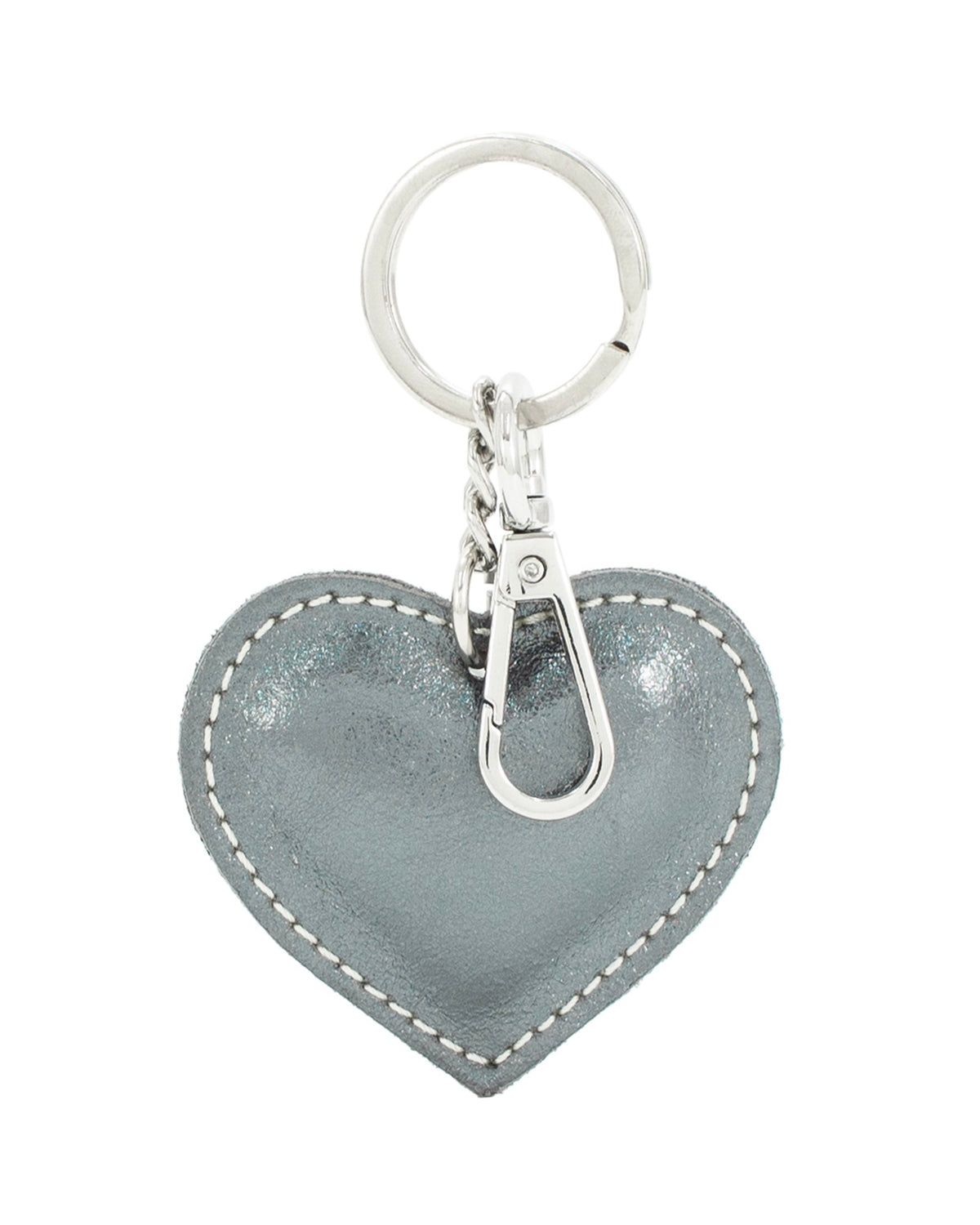 Metallic Leather Heart Keyring