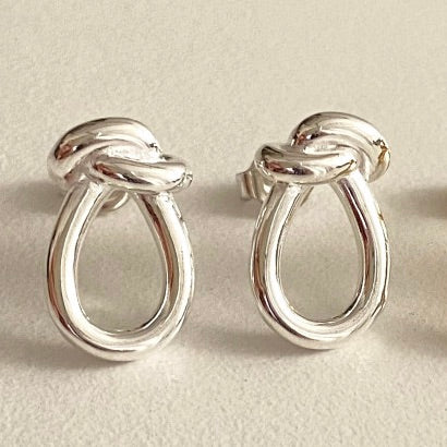 Silver Knot Drop Earrings