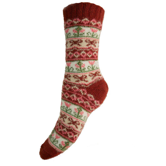 Pink Bow Patterned Wool Blend Socks