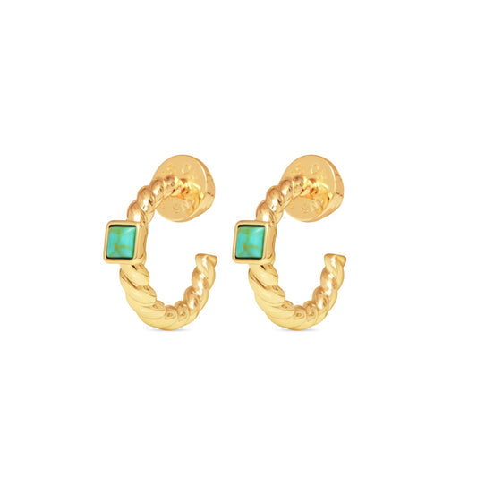 Talis Chains Everyday Twist Hoops-Turquoise
