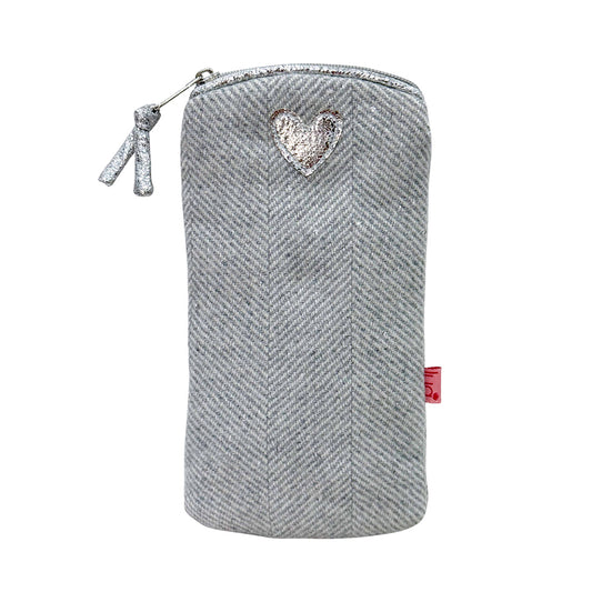 Sparkle Heart Herringbone Glasses Purse