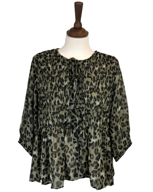 Angel Leopard Tie Front Blouse