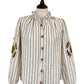 Reine Striped Floral Embroidered Sleeve Blouse