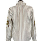 Reine Striped Floral Embroidered Sleeve Blouse