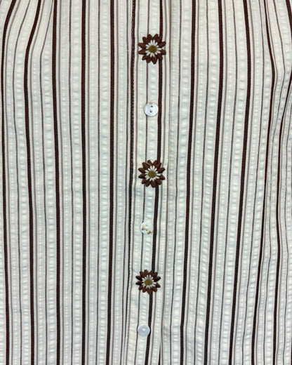 Reine Striped Floral Embroidered Sleeve Blouse