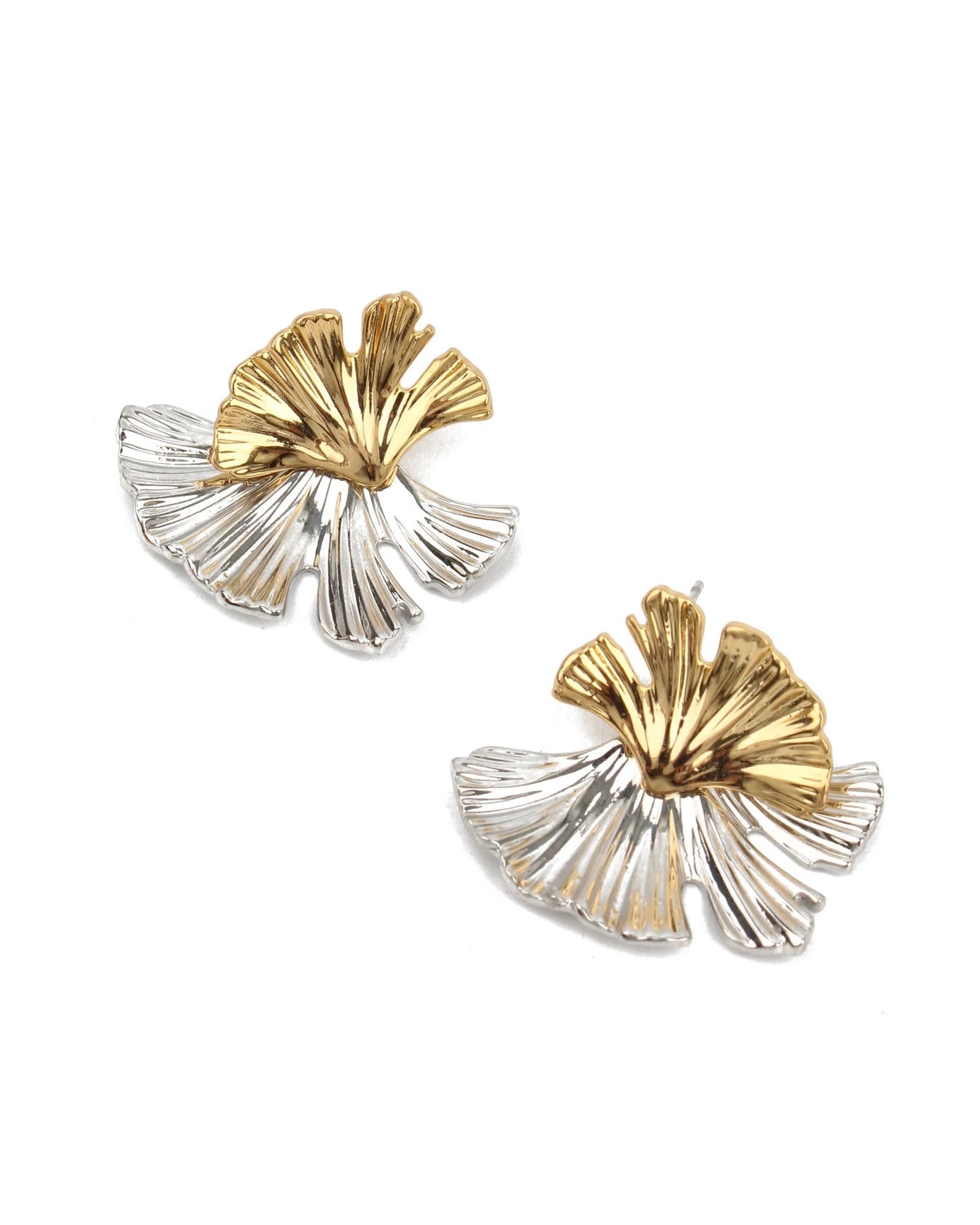 Gold & Silver Fan Earrings