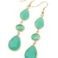 Green Triple Gemstone Drop Earrings