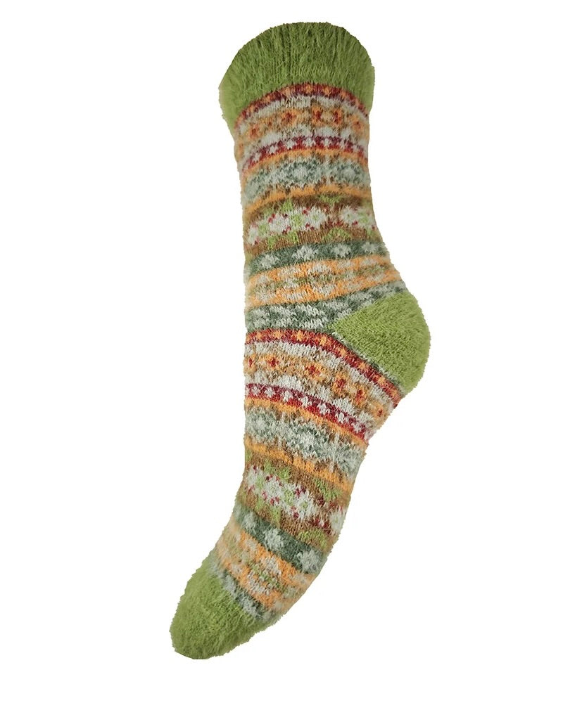 Bright Green Fairisle Cosy Socks